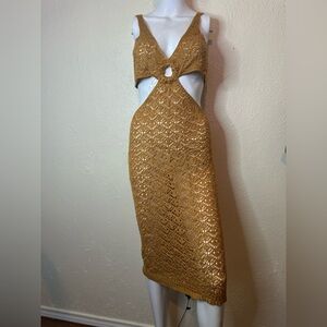 Almost Famous Gold Sequin Cut Out Bodycon Coverup